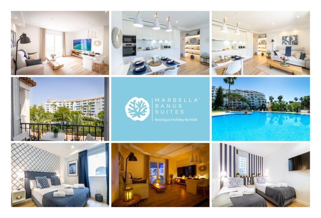 MARBELLA BANUS SUITES - Puerto Banús, Playas del Duque Beachside Residential, 2BD -2BA, Direct Beach & P Banús Access, 35,000 m2 Gardens, 3 Pools- 2 Onsite Restaurants- Ideal for Families