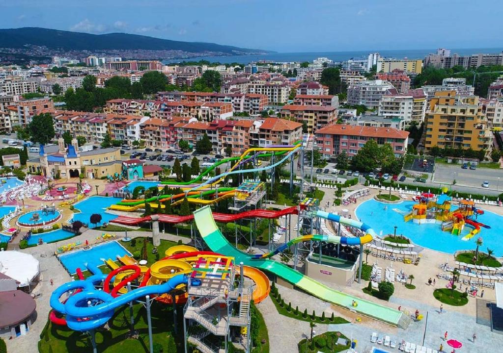 an amusement park with a water park with slides at Kims One-bed Apart for rent at Sunny Beach Resort in Sunny Beach
