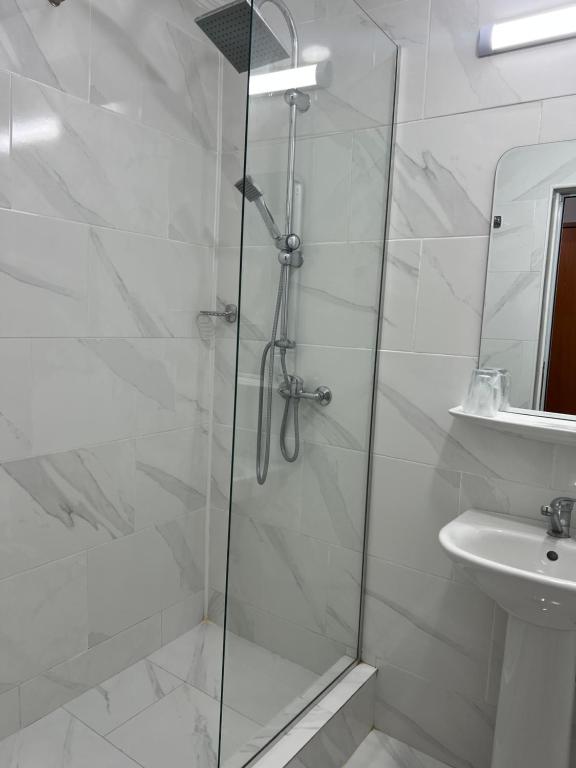 Koupelna v ubytování Hotel Violeta
