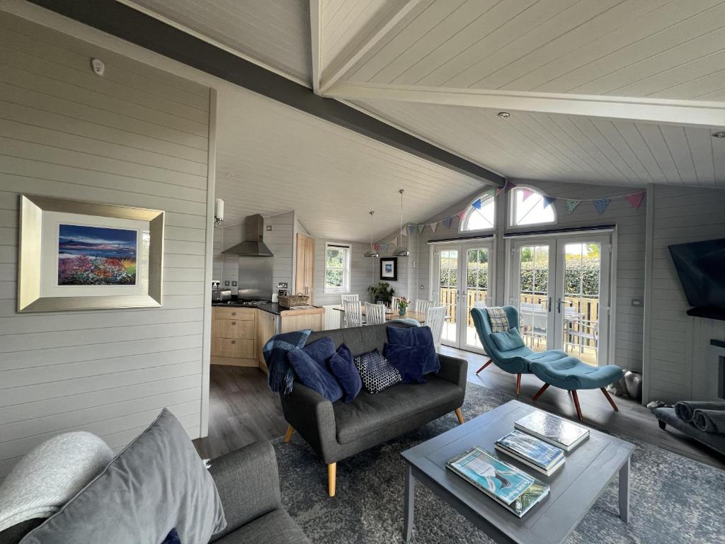 TV a/nebo společenská místnost v ubytování Holly Blue - Cosy wooden lodge Kippford