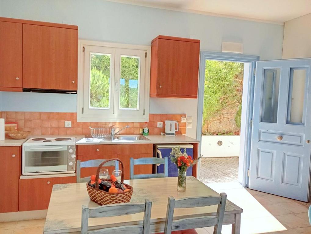 Kuchyň nebo kuchyňský kout v ubytování Odysseion Apartments