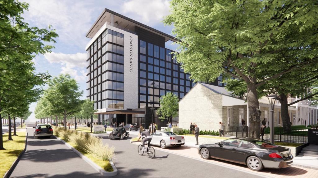an architectural rendering of a building with cars parked on the street at Kimpton Santo, an IHG Hotel in San Antonio