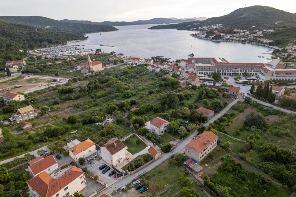 an aerial view of a town next to a body of water at Villa Marina in Slano