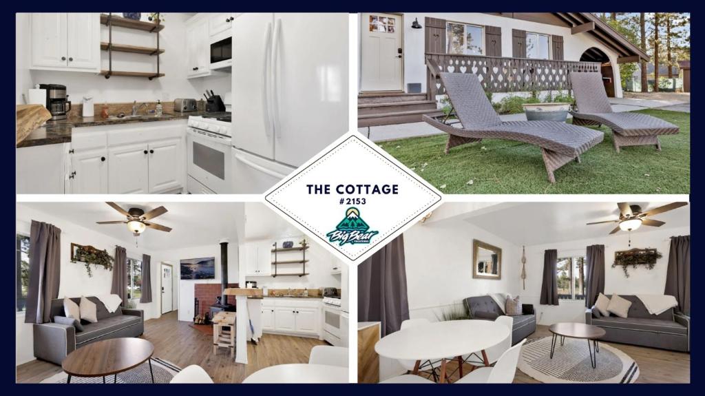 eine Collage mit Bildern einer Küche und einem Wohnzimmer in der Unterkunft 2153-The Cottage home in Big Bear City