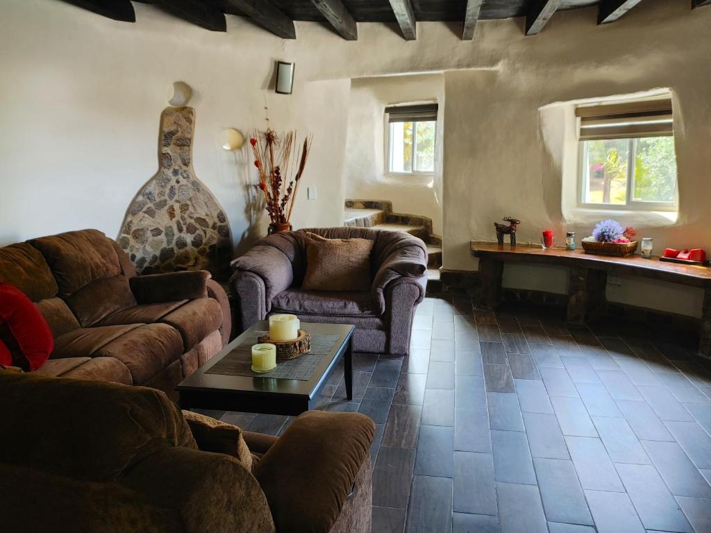 Posezení v ubytování Hacienda Eco-Domes