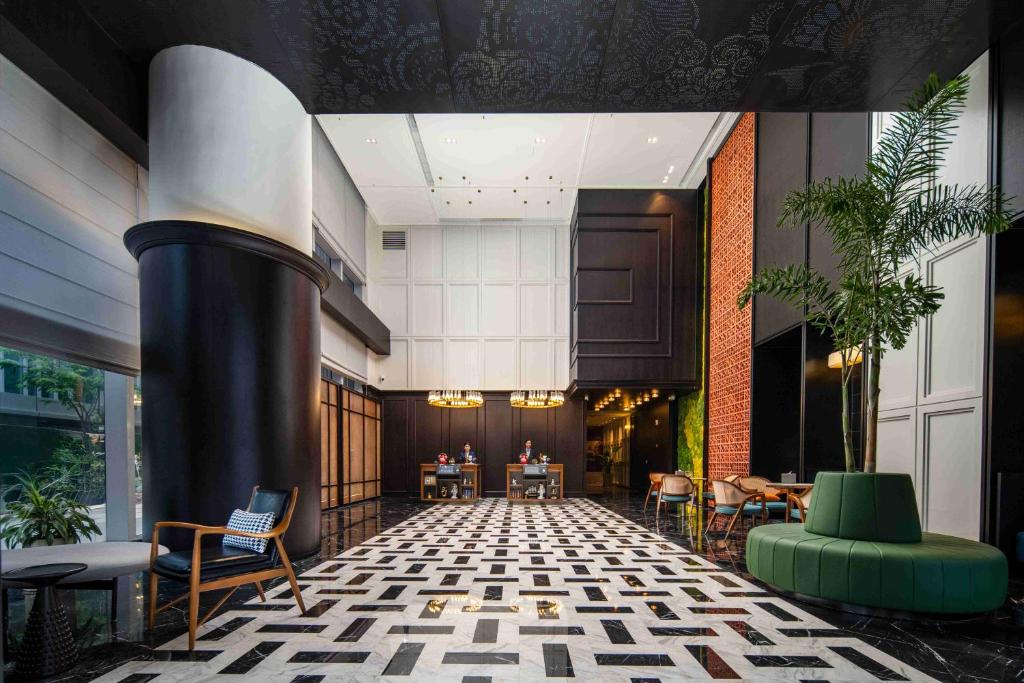 Posezení v ubytování UrCove by Hyatt Guangzhou Canton Tower Exhibition Center-Registration Counter and Free Shuttle Bus Available during Canton Fair Period