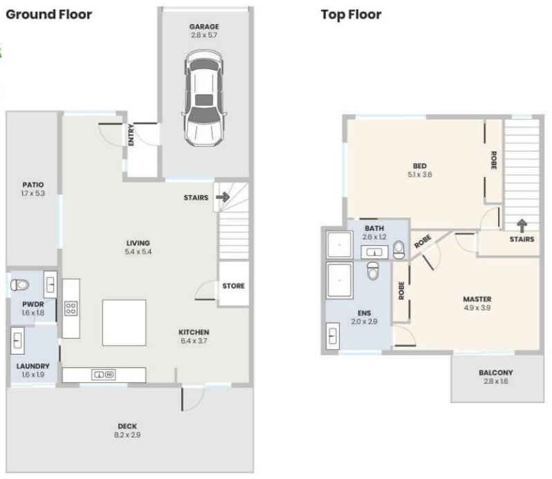Půdorys ubytování Modern Pet-friendly Mudjimba Townhouse
