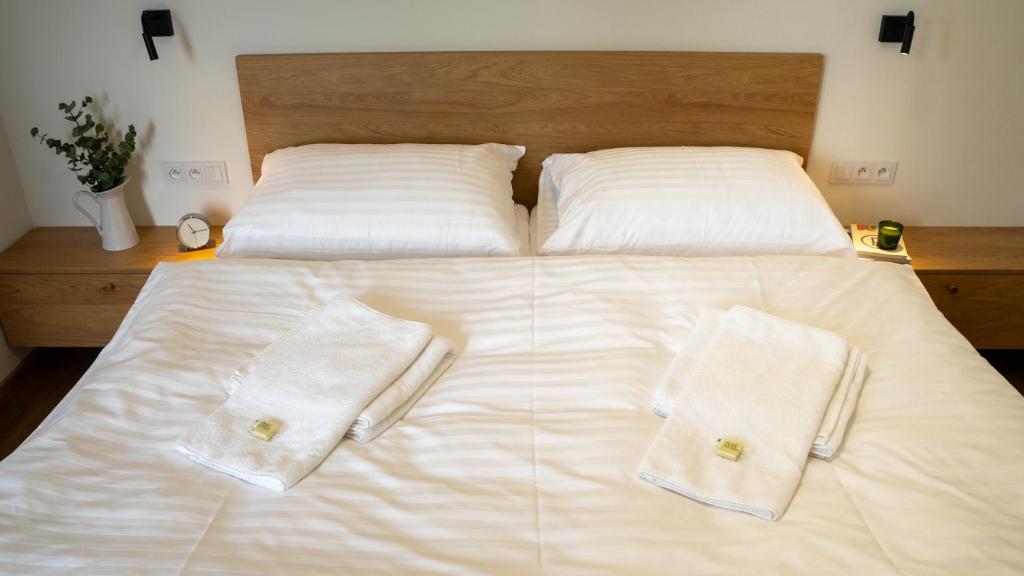 Postel nebo postele na pokoji v ubytování Apartmány Římský vrch