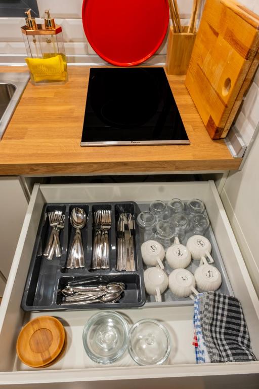 Kuchyň nebo kuchyňský kout v ubytování Efe Tiny House