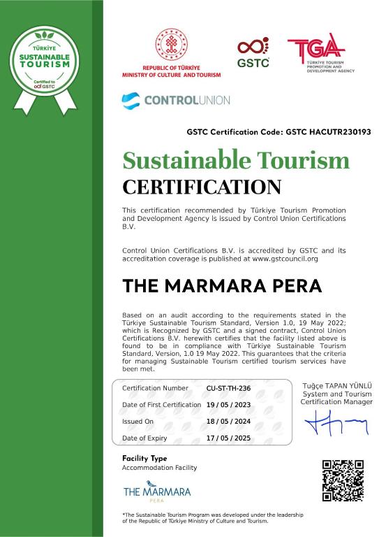 a permit for the marmara pera documentation at The Marmara Pera in Istanbul