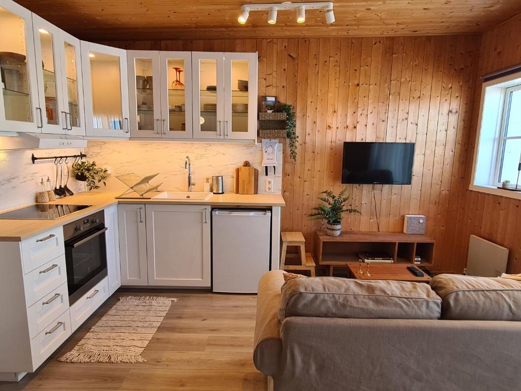 Kuchyň nebo kuchyňský kout v ubytování Hallfreðarstaðir 1 Apartments