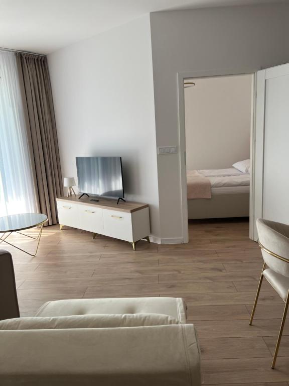 TV a/nebo společenská místnost v ubytování Apartamenty Richter By The Sea