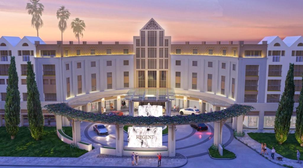 una rappresentazione dell'esterno di un hotel di Regent Santa Monica Beach a Los Angeles