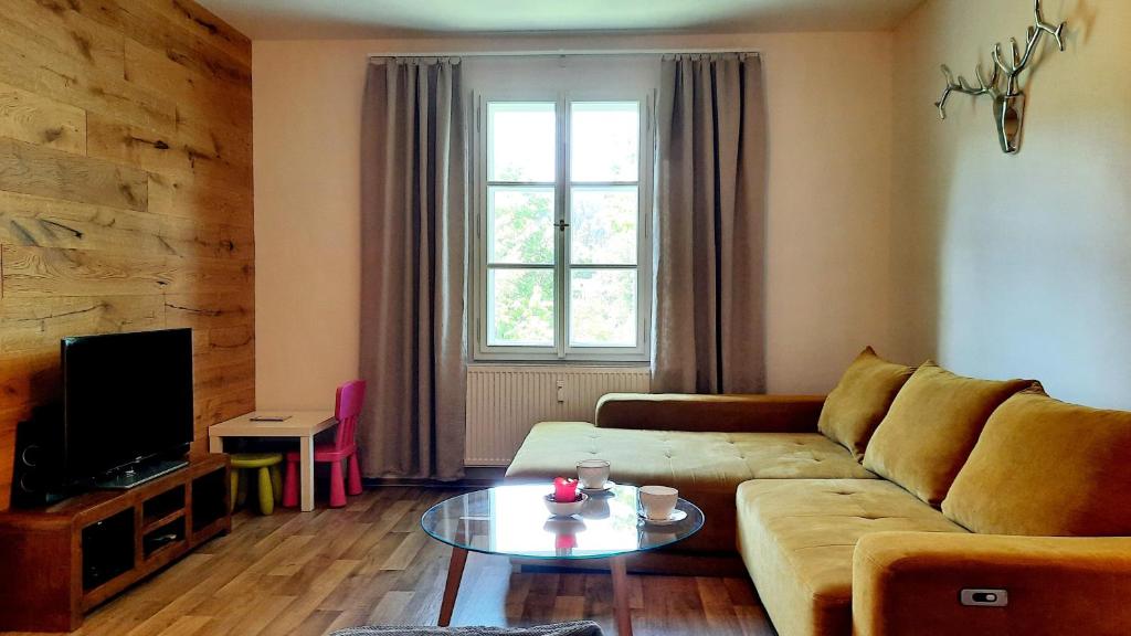 Telewizja i/lub zestaw kina domowego w obiekcie Apartmán Janské lázně