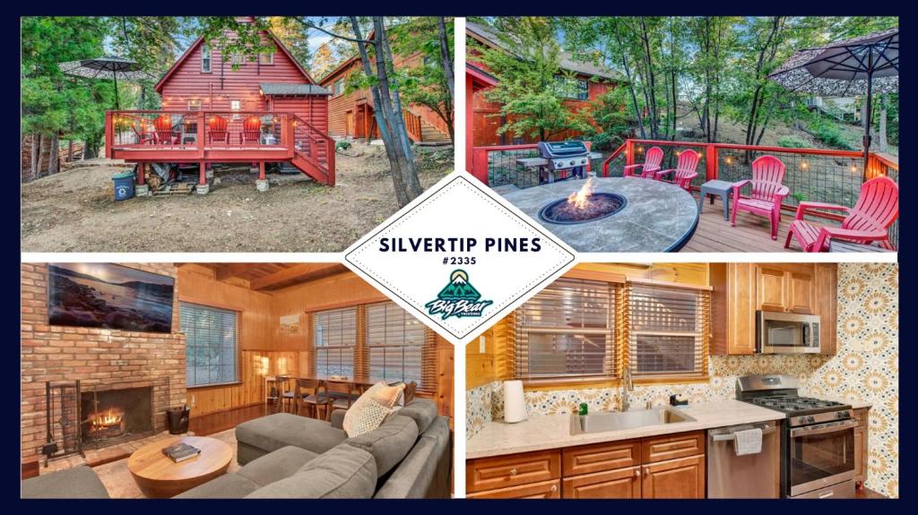 een collage van drie foto's van een huis bij 2335-Silvertip Pines chalet in Big Bear Lake