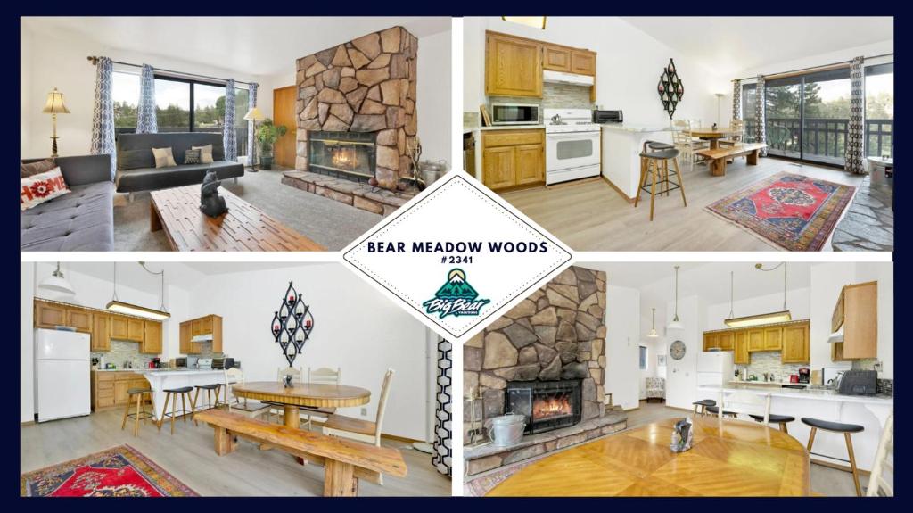 大熊湖的住宿－2341-Bear Meadow Woods Condo condo，厨房和客厅的图片拼合
