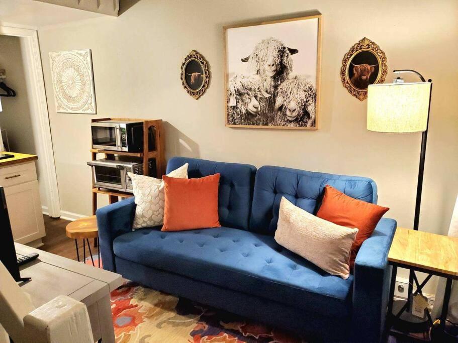 Et opholdsområde på CuteCozy Tiny Loft near NCSU Dwntwn Raleigh