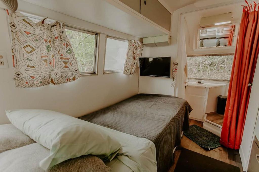TV a/nebo společenská místnost v ubytování Streamside Shinytiny Airstream In The Smokies