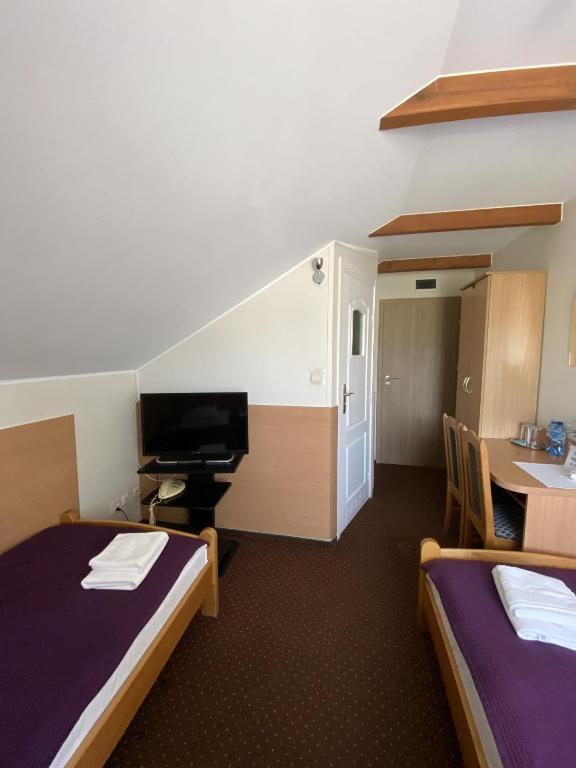 Televízia a/alebo spoločenská miestnosť v ubytovaní Motel Orion