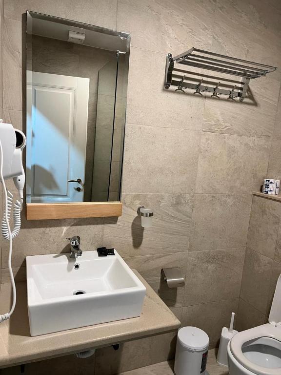 Koupelna v ubytování Hotel Bacelli Voskopoje