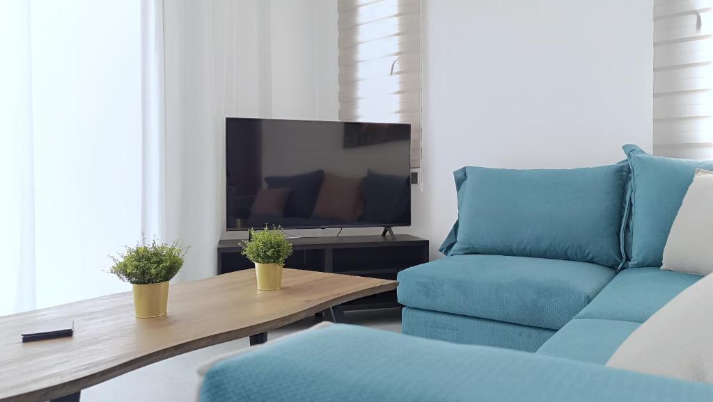 TV a/nebo společenská místnost v ubytování Larvella Estia Luxury Suites