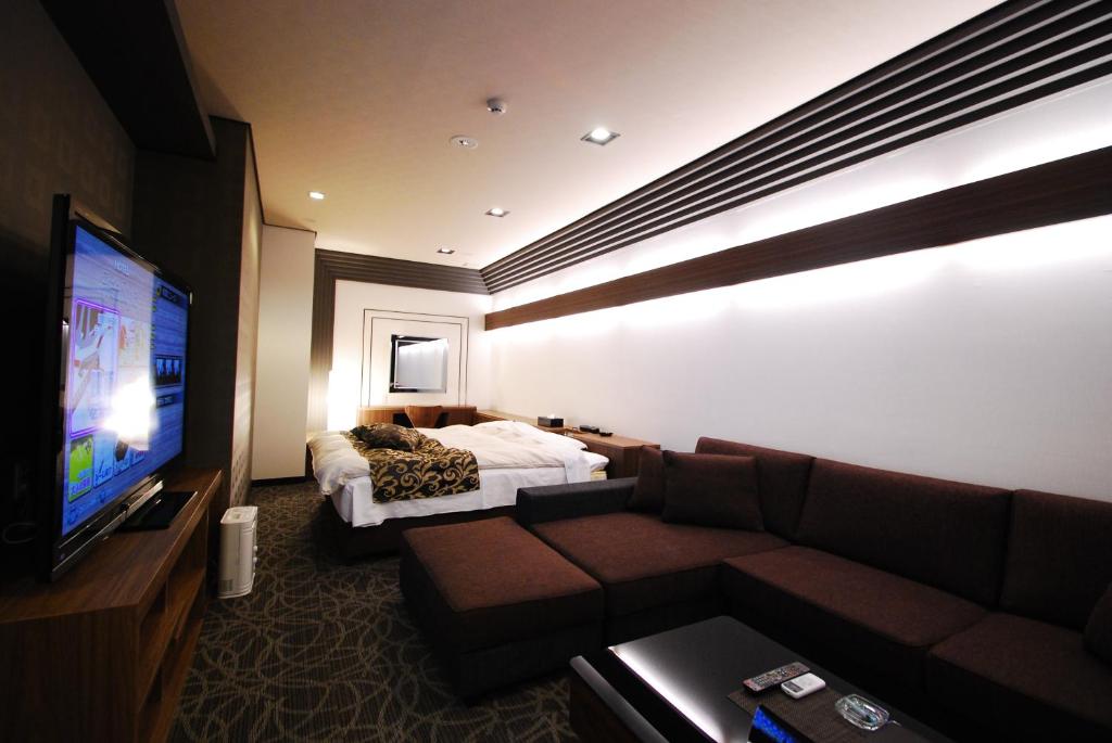TV a/nebo společenská místnost v ubytování Hotel Free Style Okayama