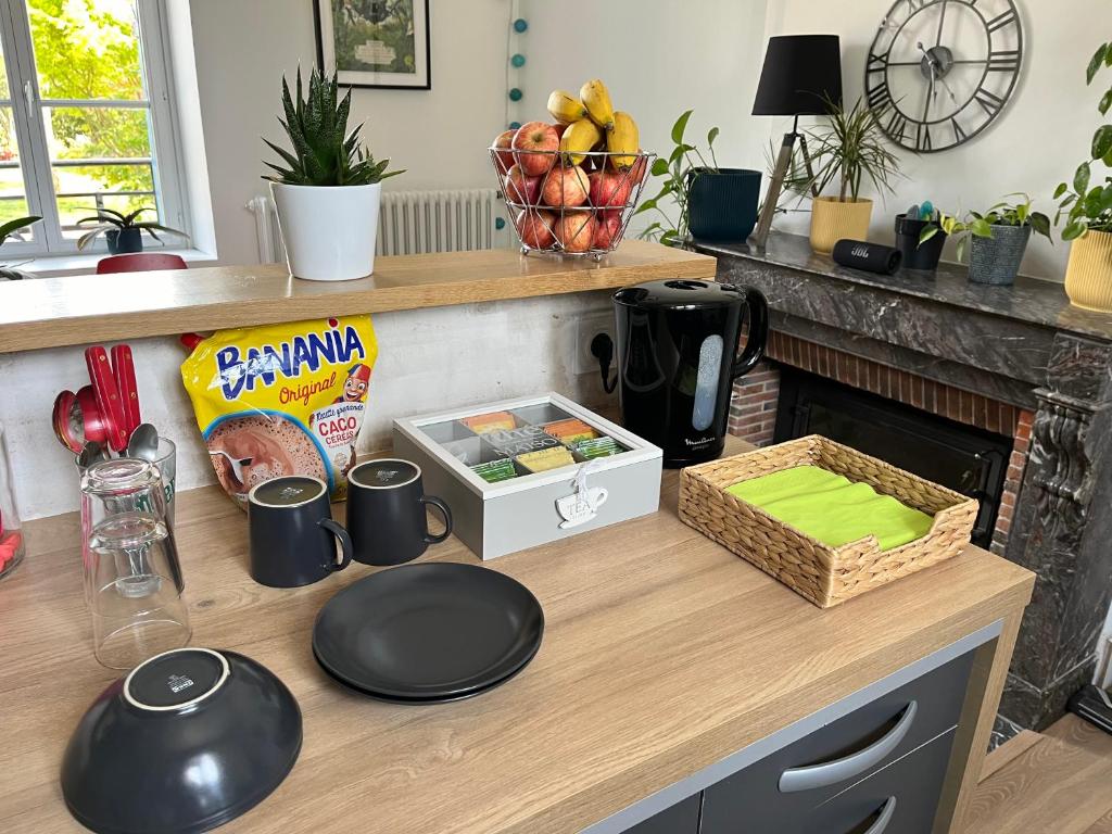 Kuchyň nebo kuchyňský kout v ubytování Clos Sanouva, Fougère