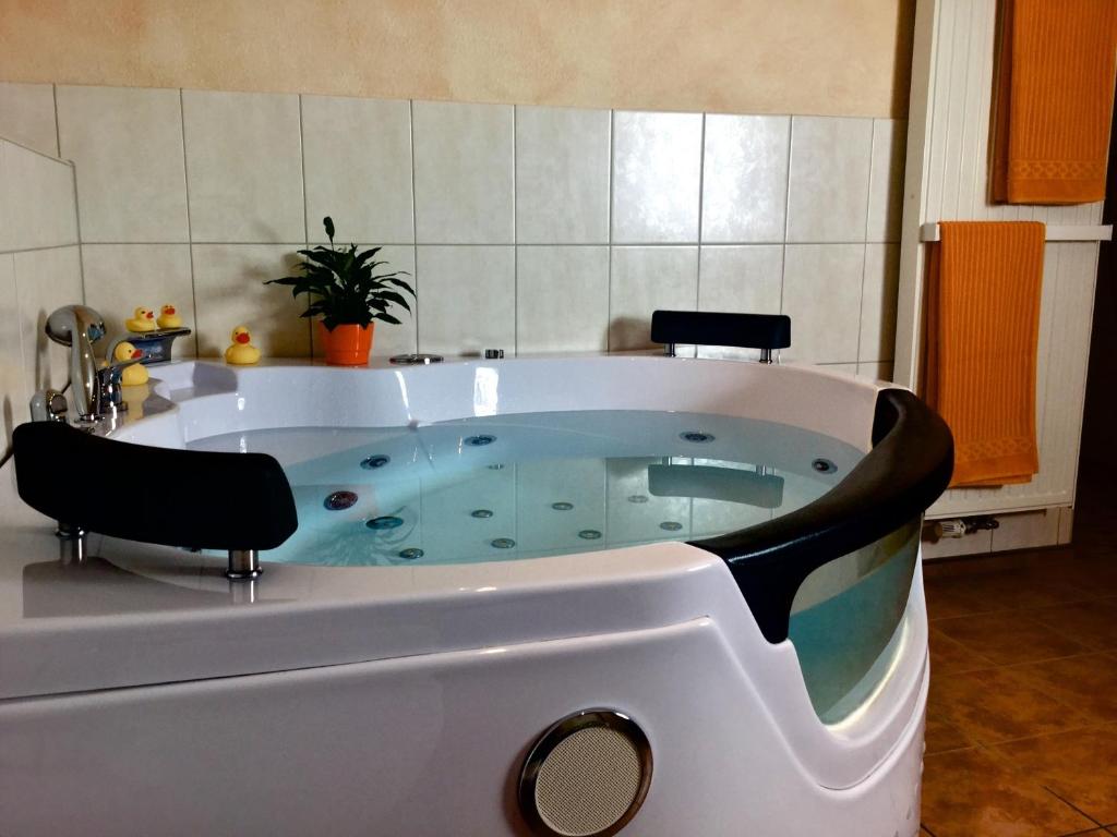 a large bath tub in a room at Wetekams Ferienwohnung 2 in Diemelstadt 