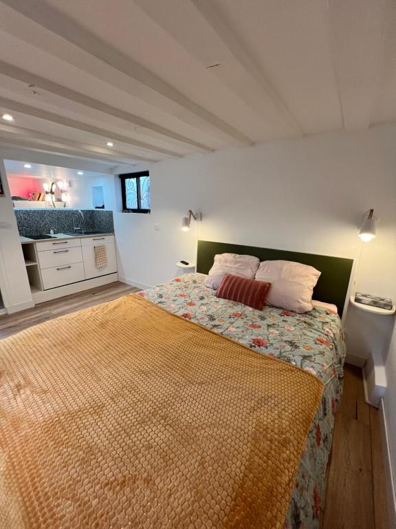 a bedroom with a large bed in a room at La maison des artistes in Savigny-sur-Orge