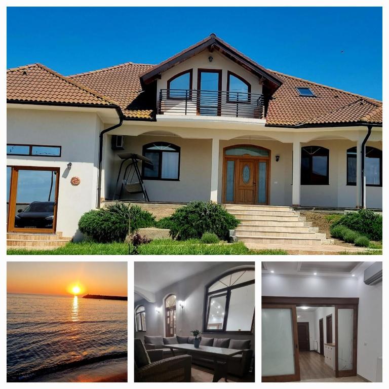 a collage of three pictures of a house at Denisa in Limanu