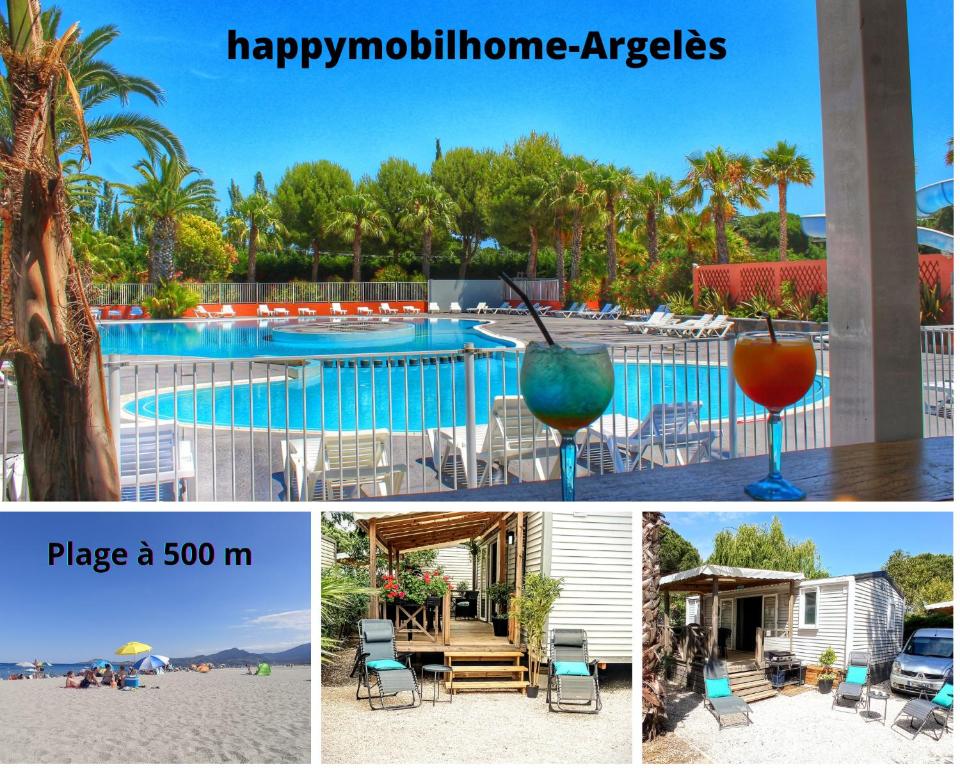 Bazén v ubytování HappyMobilhome Argelès-sur-mer -plage à 500m- Camping 4 étoiles Del Mar nebo v jeho okolí