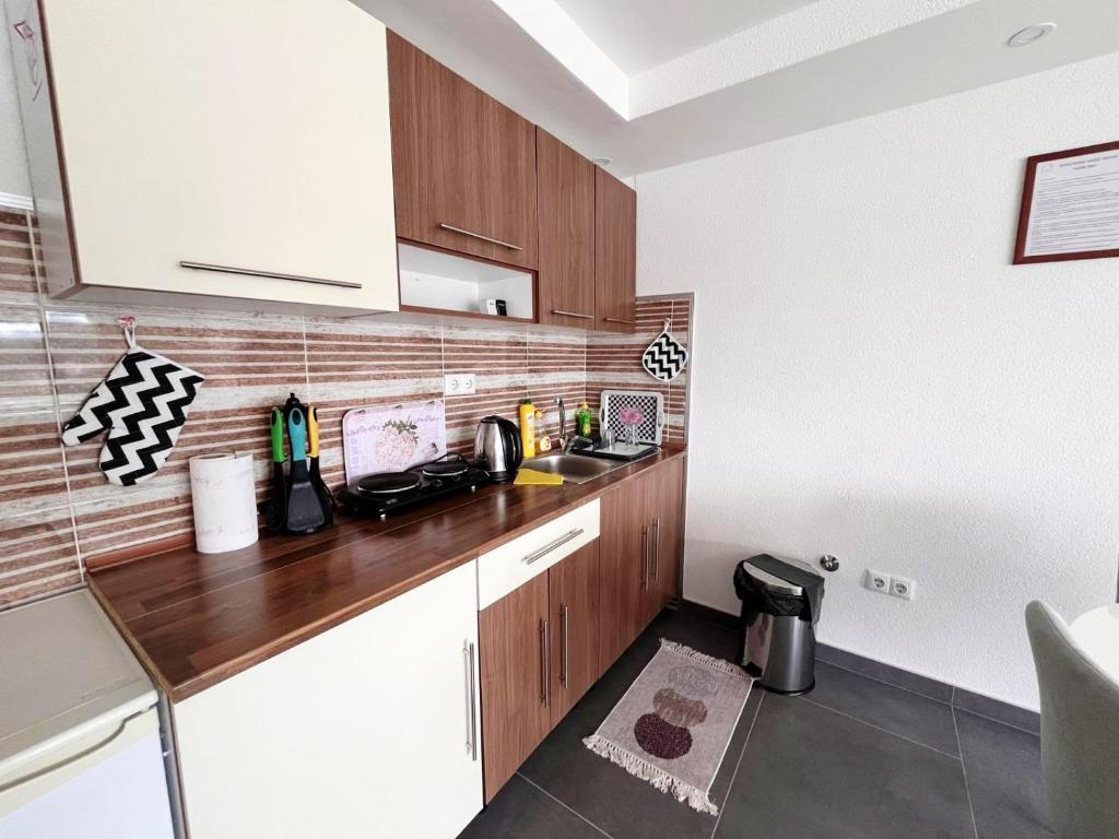 Kuchyň nebo kuchyňský kout v ubytování Apartments Mešić