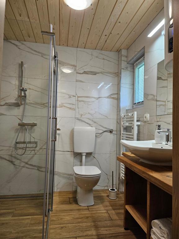 Koupelna v ubytování Apartments Anž'k