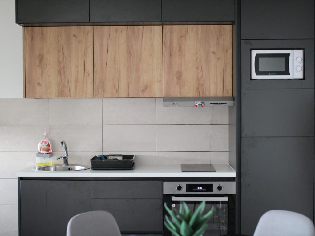 Kuchyň nebo kuchyňský kout v ubytování Apartman Gray 82
