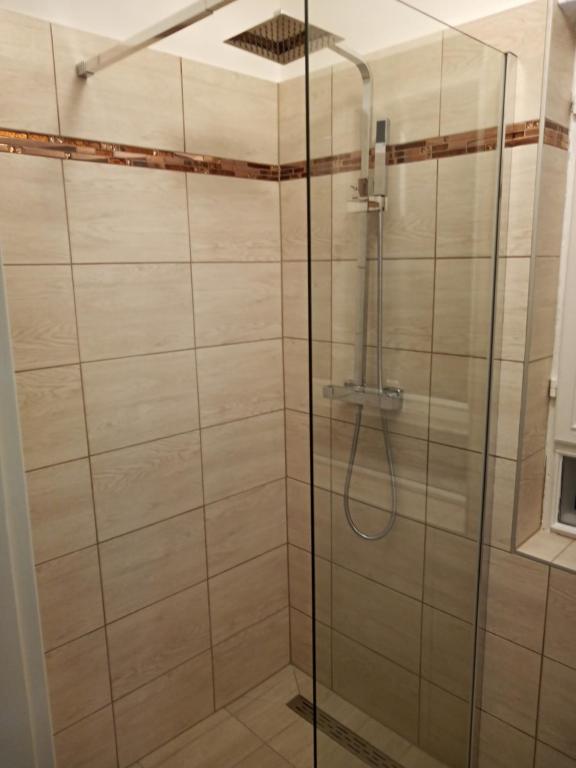 Koupelna v ubytování Borostyán Vendégház Dunasziget