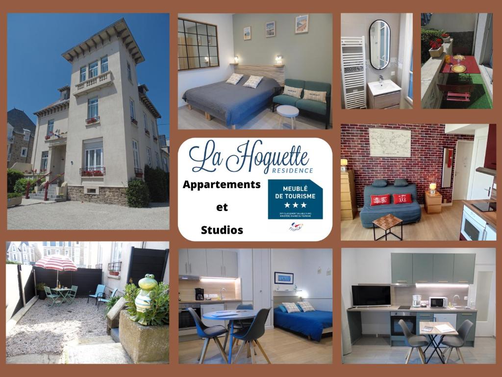 kolaż zdjęć różnych pokoi w obiekcie Résidence La Hoguette w Saint-Malo