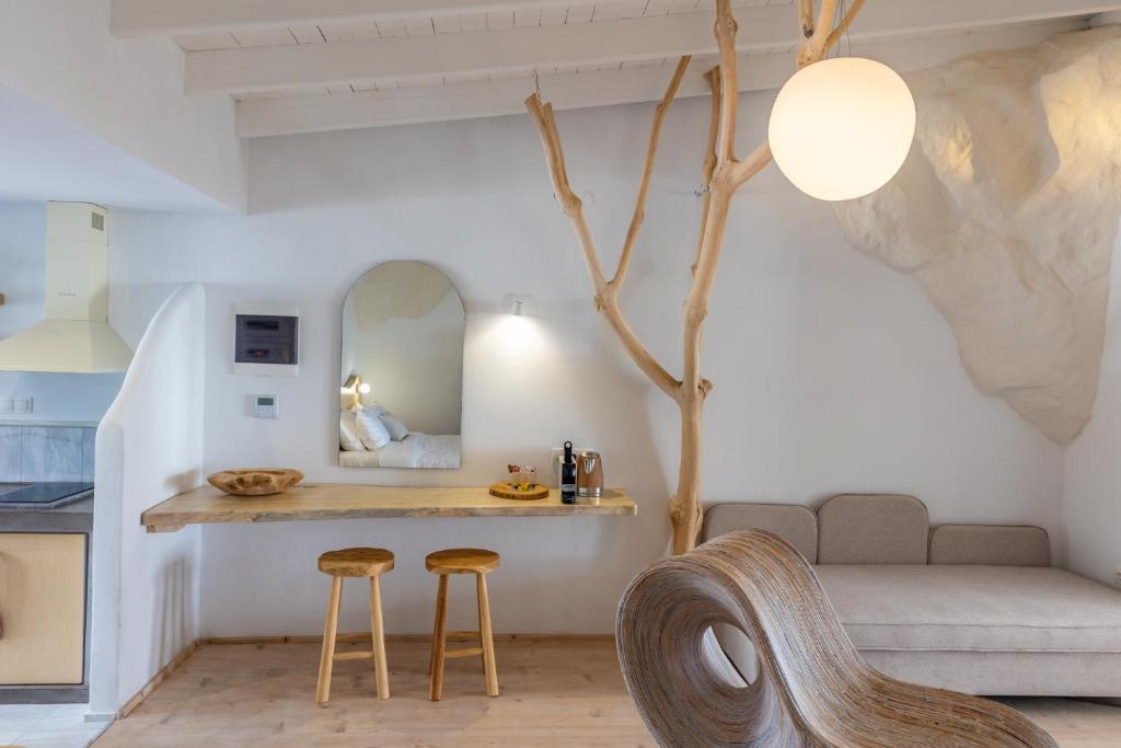 Kuchyň nebo kuchyňský kout v ubytování Olympa Suites