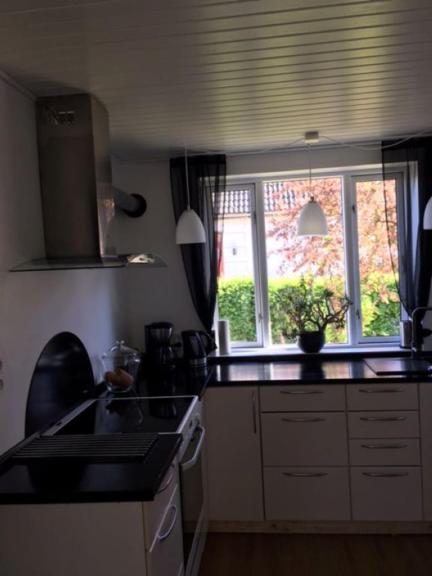 Kuchyň nebo kuchyňský kout v ubytování Motel Villa Søndervang 3 personers værelse