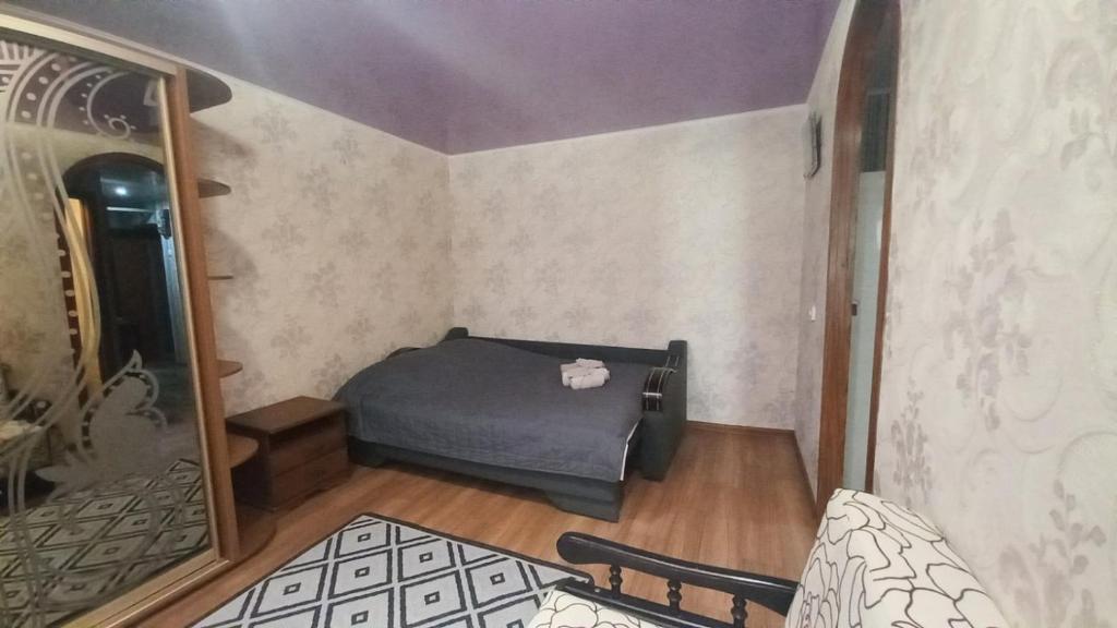 クルィヴィーイ・リーフにあるОднокімнатна квартира на вулиці Володимира Великого 22の小さな部屋(ベッド1台、鏡付)