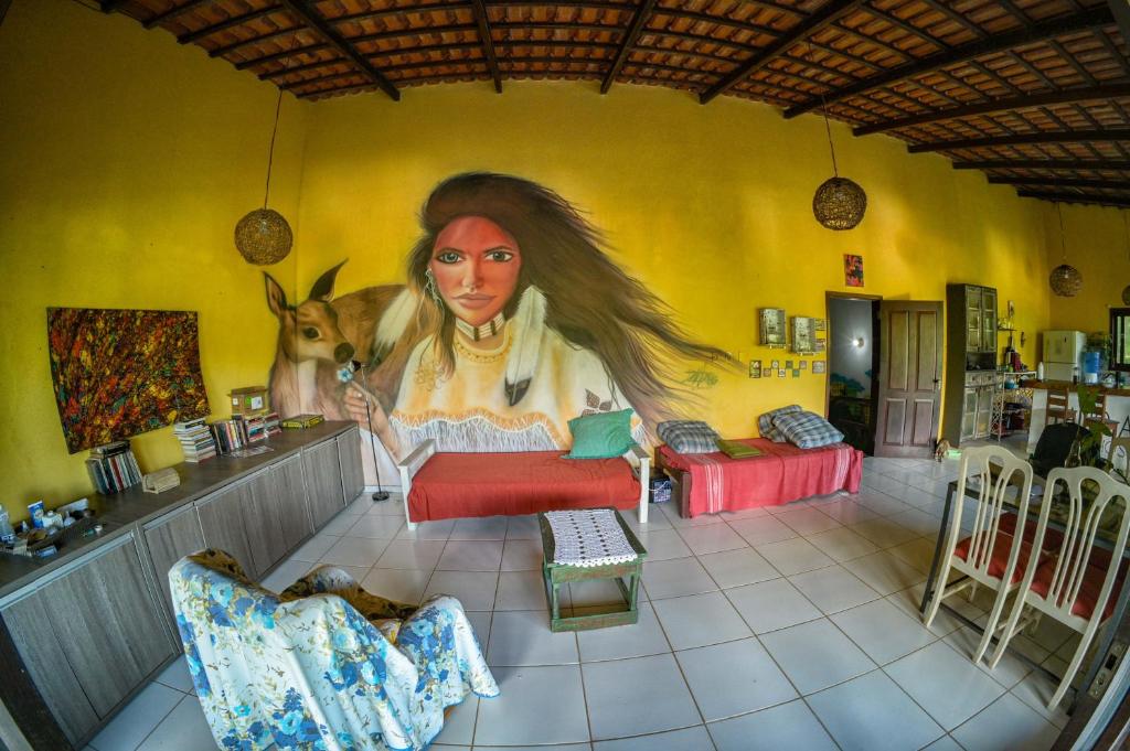 Istumisnurk majutusasutuses A Figueira Sagrada - Hostel