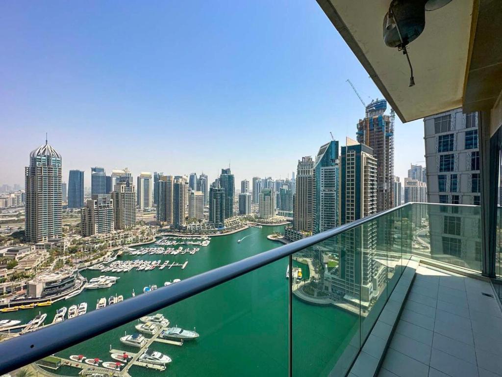 a view of a harbor from a building at AWS Homes - Unique High View at Damac Heights in Dubai