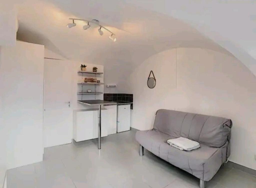 un salon avec un canapé et une table dans l'établissement La Petite Voute Montpellier Reine, à Montpellier