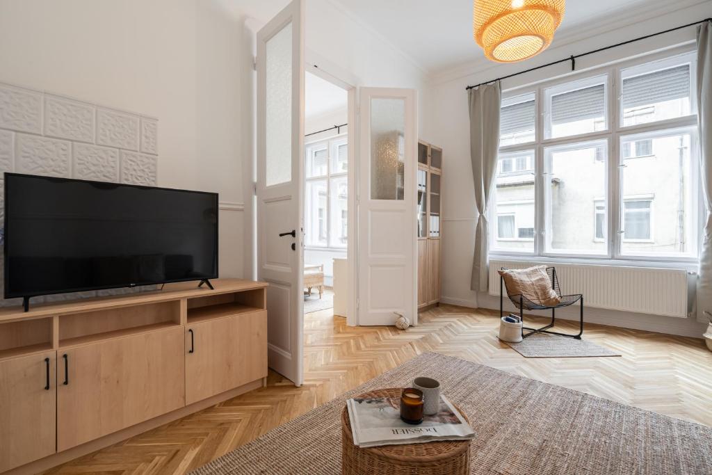 TV a/nebo společenská místnost v ubytování Scandinavian Design Apartment