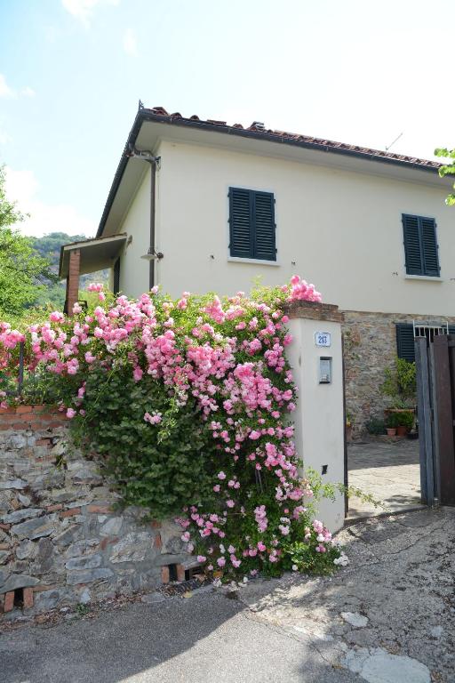 a building with pink flowers in front of it at Casa1 in Monsummano