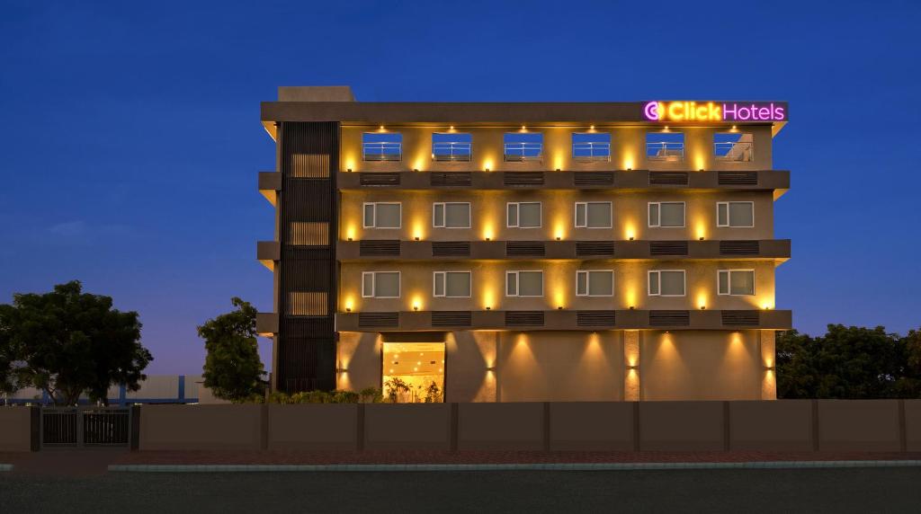 a rendering of a hotel at night at Click Hotel Bhuj in Bhuj