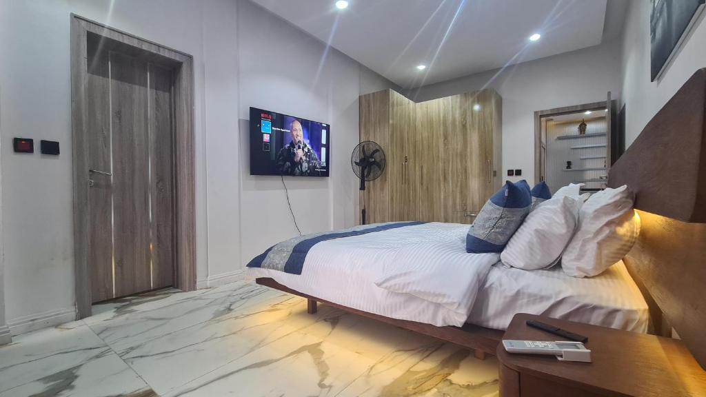 Postel nebo postele na pokoji v ubytování Seaview Apartment, Ikoyi