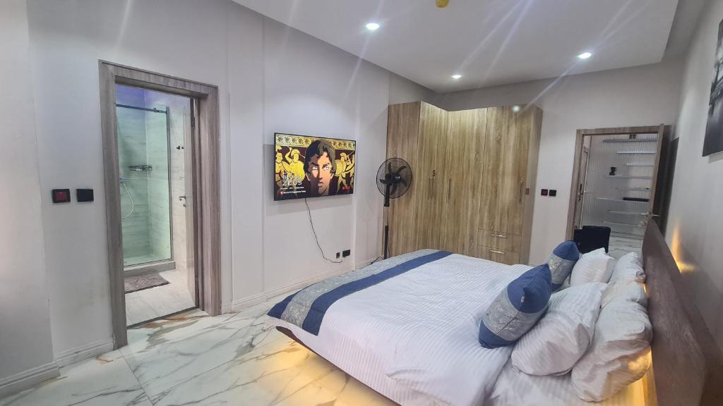 Postel nebo postele na pokoji v ubytování Seaview Apartment, Ikoyi