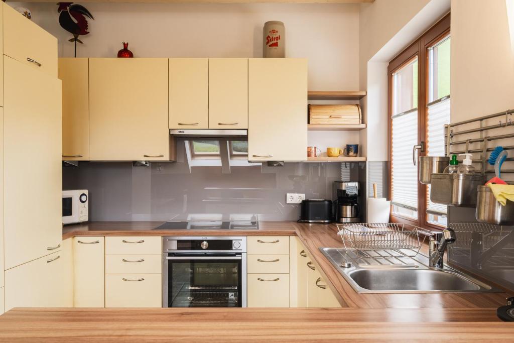Kuchyňa alebo kuchynka v ubytovaní Schönes Apartment Prägant