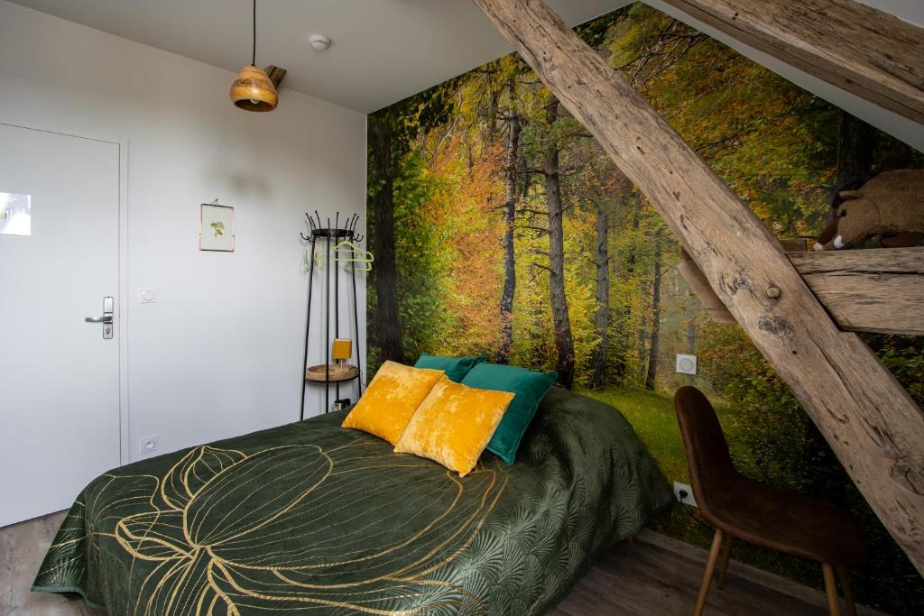 Postel nebo postele na pokoji v ubytování Auberge du Molveau