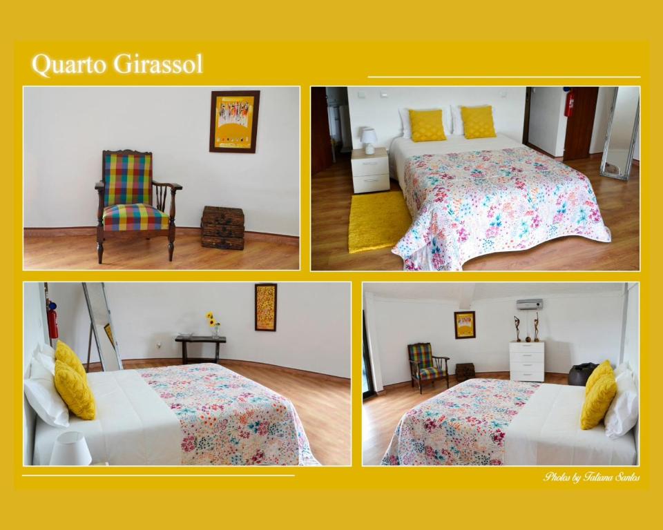 4 fotos de una habitación de hotel con 2 camas en O Moinho de Vale da Mó, en Anadia